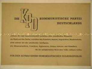 Maueranschlag der KPD mit der Aufforderung zur Schaffung einer Volksrepublik