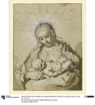 Halbfigur der sitzenden Madonna mit dem Kind auf dem Schoß