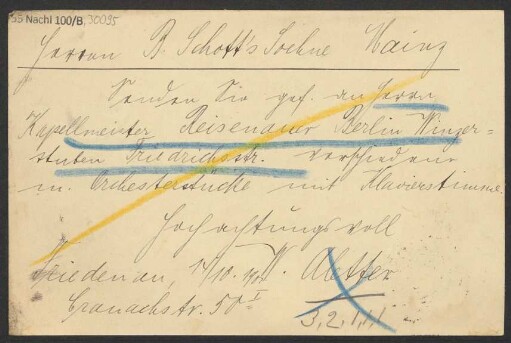 Brief an B. Schott's Söhne : 14.10.1901