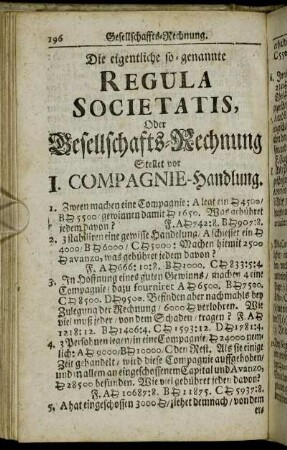 Regula Societatis, Oder Gesellschafts-Rechnung.