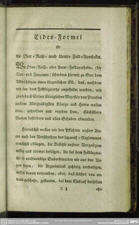 Eides-Formel für die Ober- Reise- auch Unter-Feld-Apotheker