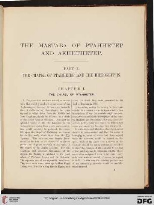 Chapter I: Chapel of Ptahhetep