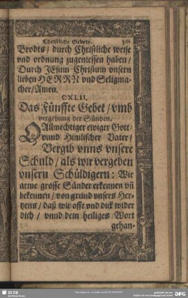 CXLII. Das Fünffte Gebet, umb vergebung der Sünden