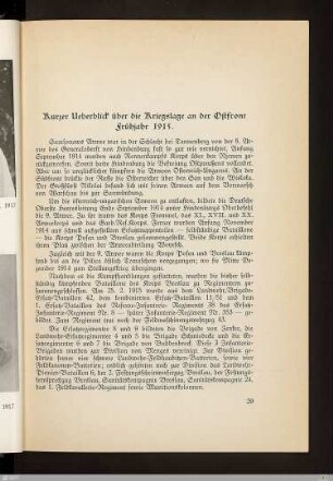 Kurzer Überblick über die Kriegslage an der Ostfront Frühjahr 1915