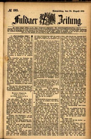 Ausgabe vom Donnerstag, den 25. August 1881.