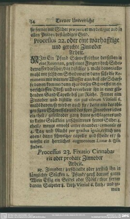 Processus 22. oder eine warhafftige und gerechte Zinnober Arbeit