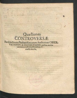 Quaestiones Controversiae