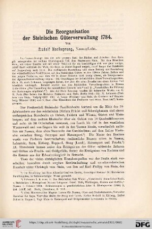 52: Die Reorganisation der Steinischen Güterverwaltung 1784