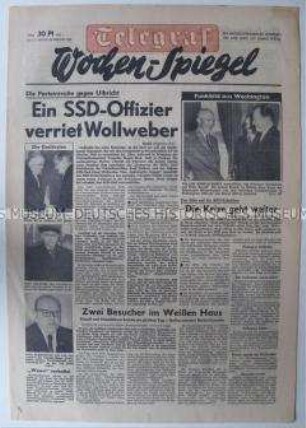Wochenausgabe der West-Berliner Tageszeitung "Telegraf" u.a. über Machtkämpfe in der SED