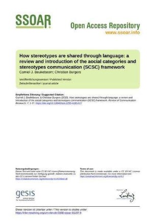 How stereotypes are shared through language: a review and introduction of the aocial categories and stereotypes communication (SCSC) framework