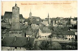 Bautzen. Fischergasse, alte Wasserkunst, Michaeliskirche