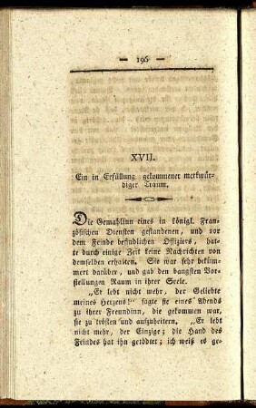 XVII. Ein in Erfüllung gekommener merkwürdiger Traum.