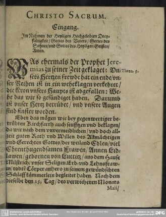 Leichenpredigt : Eingang, Textus, De I. Loco, De II. Loco,