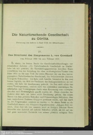 Die Naturforschende Gesellschaft zu Görlitz : (Fortsetzung zum Aufsatze in Band XVIII. der Abhandlungen)