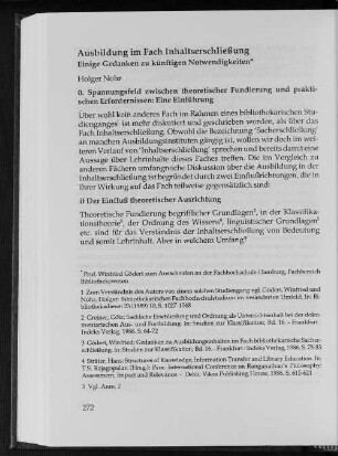 Ausbildung im Fach Inhaltserschließung : Einige Gedanken zu künftigen Notwendigkeiten