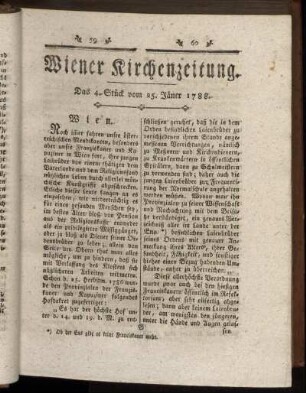 Das 4. Stück vom 25. Jäner 1788.