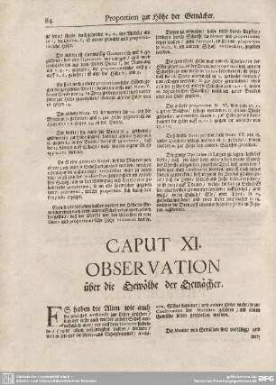 Caput. XI. Observation über die Gewölbe der Gemächer.
