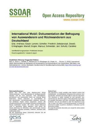 International Mobil: Dokumentation der Befragung von Auswanderern und Rückwanderern aus Deutschland