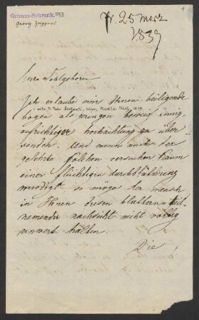 Brief an Jacob Grimm und Wilhelm Grimm : 25.03.1839-03.11.1852