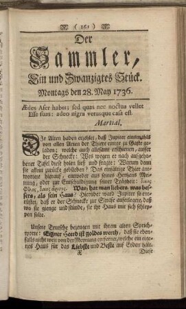 Ein und zwanzigstes Stück. Montags den 28. May 1736.