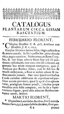 CATALOGUS PLANTARUM CIRCA GISSAM NASCENTIUM.