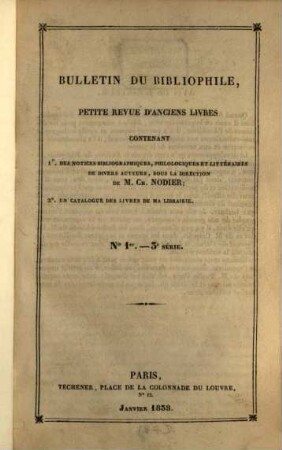 Bulletin du bibliophile. 3, 3. 1838/39