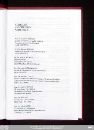 Adresler Anschriften Addresses