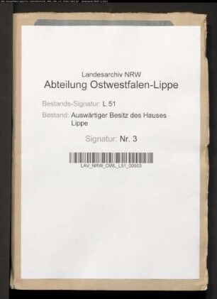 Inventare des Amtes Beyenburg bei der Übernahme der Pfandschaft durch Lippe