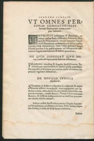 Ut omnes Personae Consistoriales horum Statutorum verum exemplar habeant.