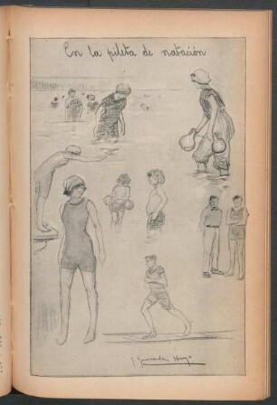 En la pileta de natación - [Dibujo]