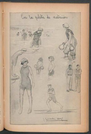 En la pileta de natación - [Dibujo]
