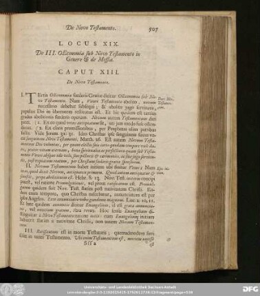 Locus XIX. De III. Oeconomia sub Novo Testamento in Genere & de Messia.