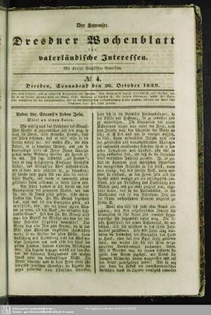 No. 4. Dresden, Sonnabend den 26. October 1839