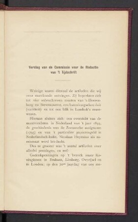 Verslag van de Commissie voor der Redactie van 't Tijdschrift