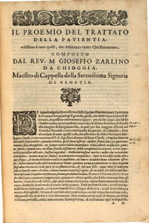 De tutte l'opere del R. M. Gioseffo Zarlino da Chioggia ... il primo [-quarto] volume, 4. Il quarto, & ultimo volume