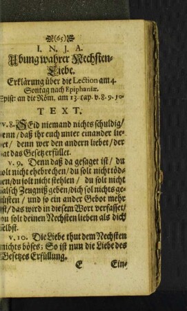 I. N. J. A. Ubung wahrer Nechsten-Liebe.