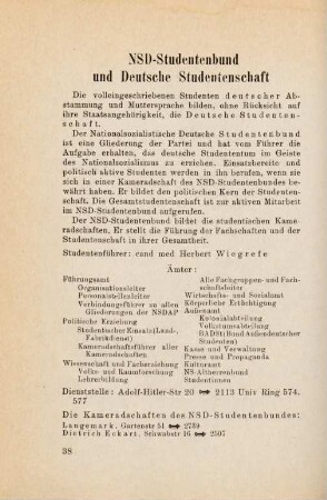 38-39, NSD-Studentenbund und Deutsche Studentenschaft