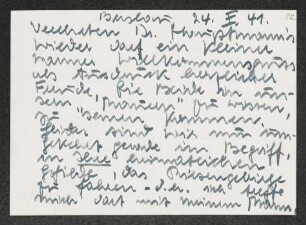 Brief von Elfriede Grundmann an Gerhart Hauptmann