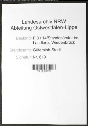 Sterberegister Standesamt Gütersloh-Stadt