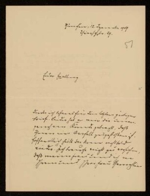 51: Brief von Karl von Unzer an Gottlieb Planck, München, 12.12.1909