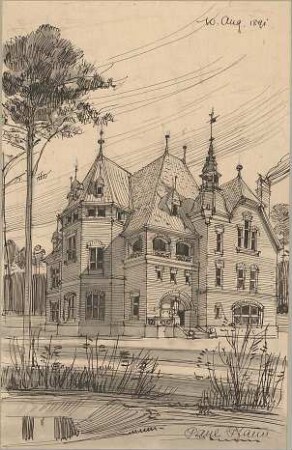 Pfann, Paul; Perspektivische Zeichnungen - Haus (Perspektive)