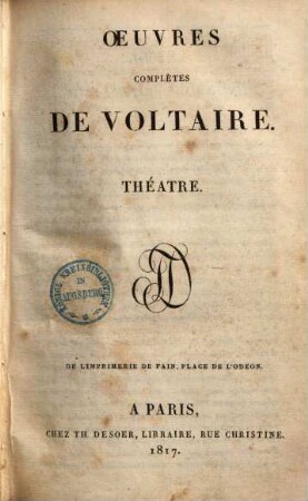 Oeuvres complètes de Voltaire, 1.