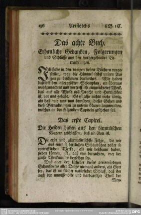 Das achte Buch. Erbauliche Gedanken, Folgerungen und Schlüsse aus den vorhergehenden Betrachtungen