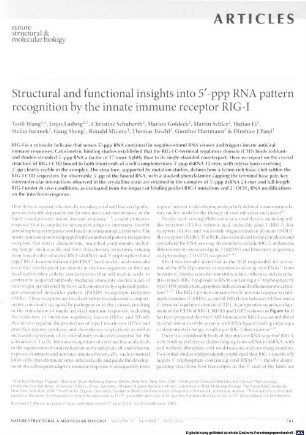 Structural and functional insights into 5'-ppp RNA pattern recognition by the innate immune receptor RIG-I