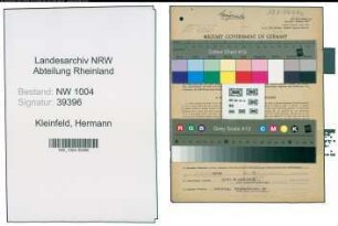 Entnazifizierung Hermann Kleinfeld , geb. 31.03.1896 (Bauunternehmer)