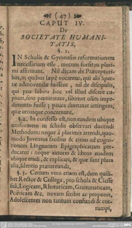 Caput IV. De Societate Humanitatis