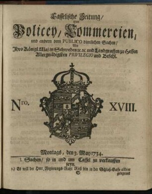 Nro. XVIII, Montags, den 3. May 1734