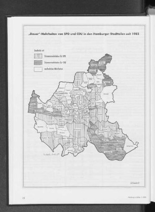 "Dauer"-Mehrheiten von SPD und CDU in den Hamburger Stadtteilen seit 1982