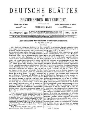 Zur Geschichte der biblischen Geschichtsunterrichtes : (Fortsetzung)