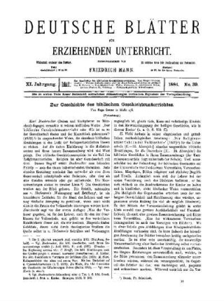 Zur Geschichte der biblischen Geschichtsunterrichtes : (Fortsetzung)